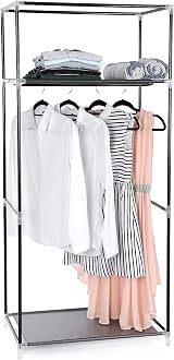 SONGMICS Fabric Wardrobe 75x45x160 cm Grey with Hanging Rail view 8