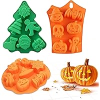 3 Pack Halloween Silicone Baking Molds,Nonstick Silicone Cake Molds,Nonstick Cake Pan Muffin Mold with Pumpkin Chocolate…