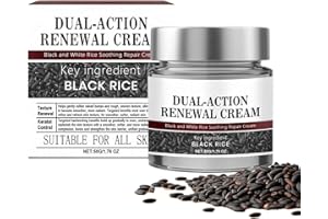 Dual-Action Renewal Cream, Professional Black and White Rice Soothing Repair Cream, Face Moisturizer - Improves Moisture Skin