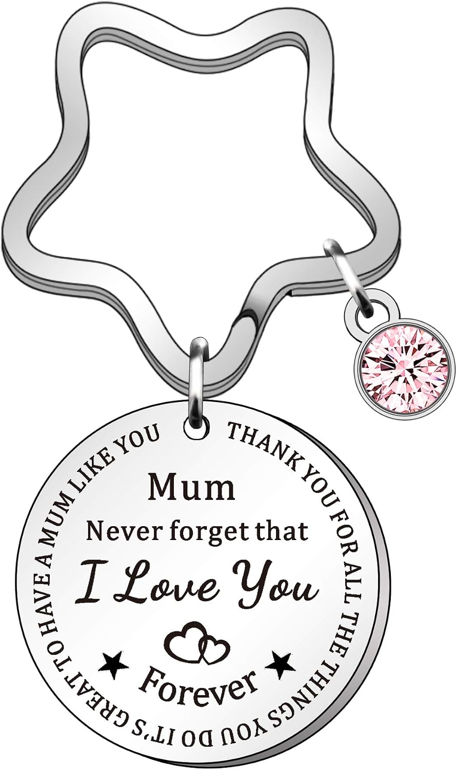 HULALA Mum Keyring From Daughter Son Never Forget That I Love You Mom Mummy Mothers Birthday Christmas Gifts Women Keychain Engraved Thanks For All The Things You Do