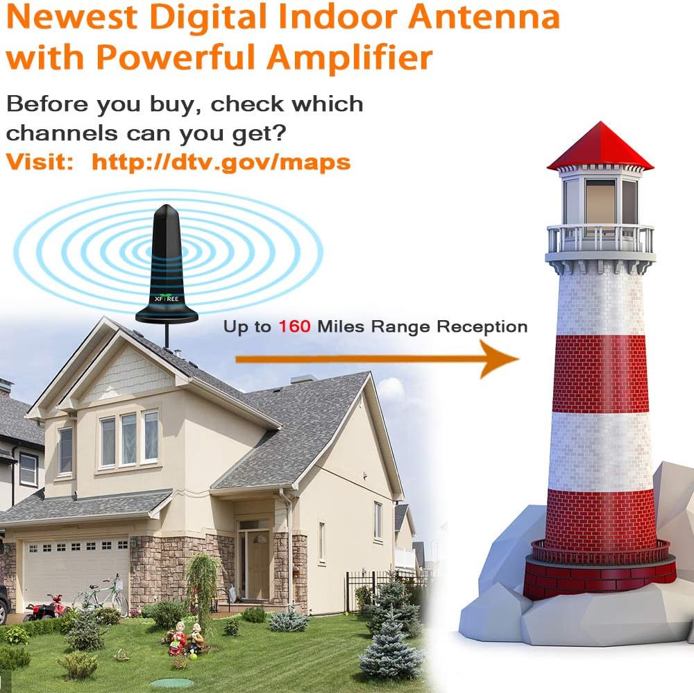 TV Antenna, Indoor Amplified HD Digital TV Antenna 200 Miles Range -HDTV Amplifier Signal Booster 4K HD Local Channels Support 4K 1080p Fire tv Stick and All Television -17ft Coax Cable: Home Audio & Theater