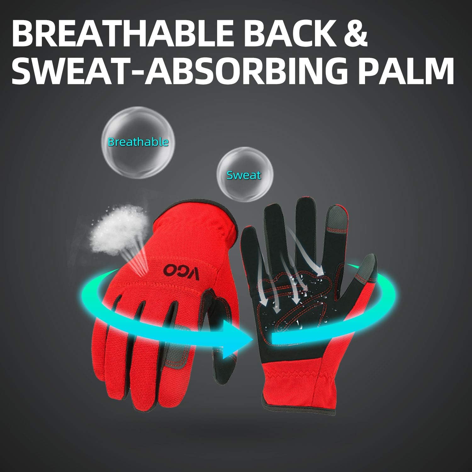 Vgo 1-Pair Safety Work Gloves, Builder Gloves, Gardening Gloves, Light Duty Mechanic Gloves (Size M, Gray, NB7581) - - 