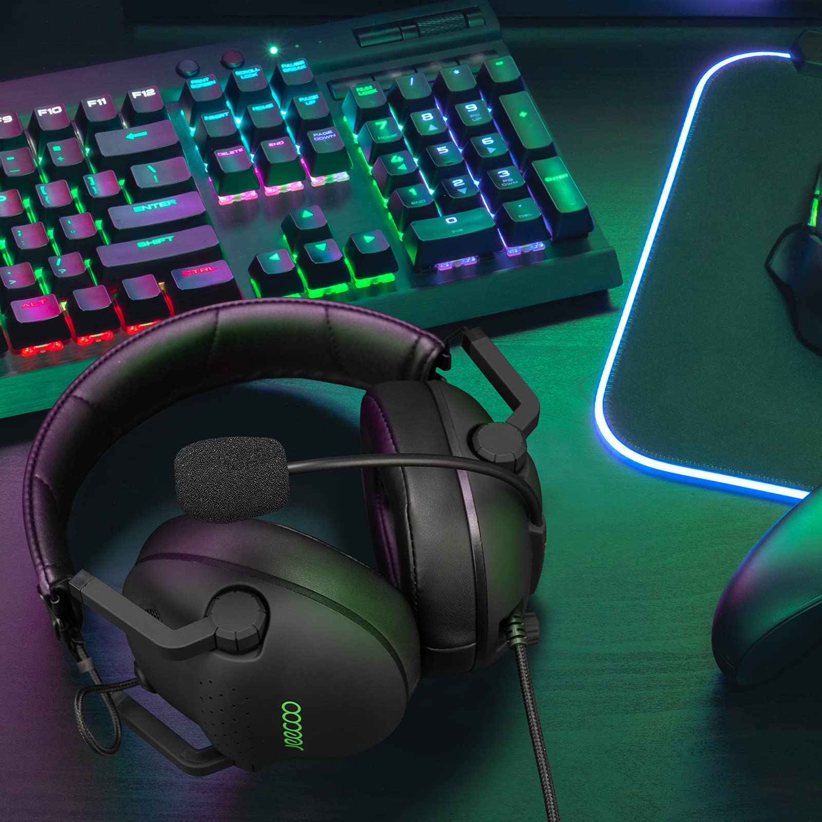 Jeecoo J50 Stereo Gaming Headset with Clear Microphone, Folding Gaming Headphones Lightweight Portable Compatible for PS4 PS5 Xbox One PC & Laptop Computer