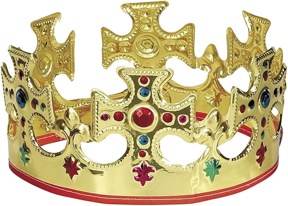 Adjustable King Crowns – Royal King Crown – Bejeweled Gold Crowns – 2 Pack - Funny Party Hats: Clothing