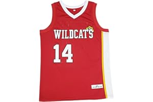 FIELDFAMES Men's Troy Bolton 14 Chad Danforth 8 Basketball Jersey East High School Wildcats Hip Hop Workout Shirts