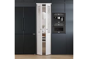 WIN STELLAR French Pivot Door for 24" x 80" Opening, Double Frosted Ripple Glass Door Panels with Pivot Door Hardware, Swing Door for Pantry/Laundry/Storage Room, Finished Water&Scratch-Resistance Surface