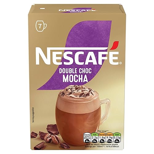 NESCAFÉ Mocha Double Chocolate Instant Coffee 7 Sachets, 100percent Responsibly Sourced Coffee Pack of 1