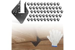 OSCORNA 50pcs Hurricane Ties for Rafter, 14-Gauge Hurricane Straps Brackets Fit 2x4, 2x6 Truss to Rafter Connector, Hot Dip Galvanized Black Joist Hangers for Roofing Wood Timber, Hurricane Clips with Gloves