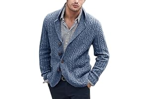 xoxingysm Mens Casual Cardigan Sweater Slim Fit Button Down Long Sleeve Cable Knitted Sweater Outerwear with Pockets