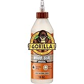 Gorilla Wood Glue, 18 oz Bottle, Water Resistant PVA Adhesive | Dries Natural Color, Paintable &amp; Sandable, Ideal for Woodworking, Fast Clamp,