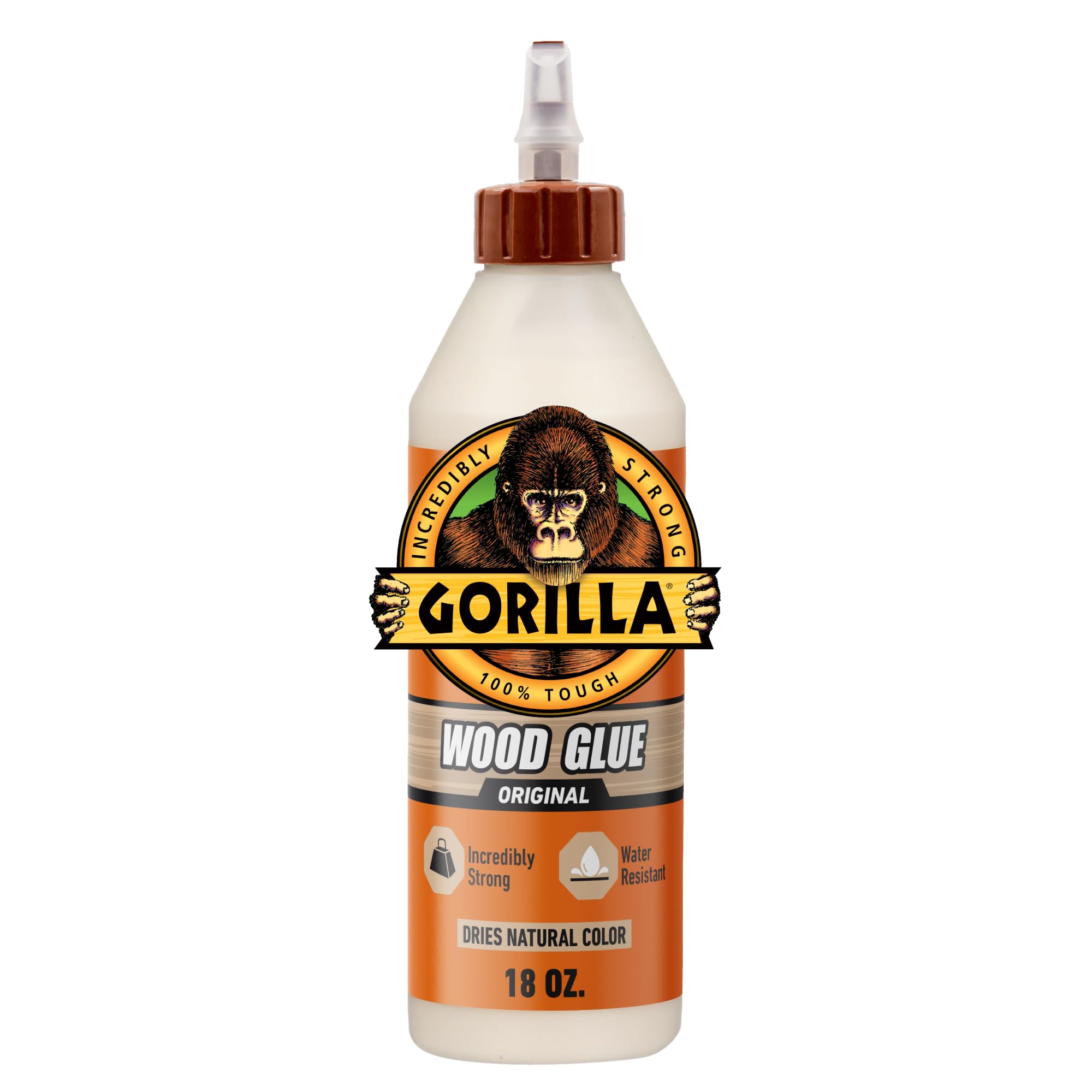 Gorilla Wood Glue, 18 oz Bottle, Water Resistant PVA Adhesive