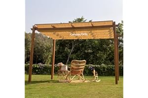 OLILAWN Pergola Shade Cover, 106'' X 135'' Outdoor Retractable Pergola with Sun-Protection, Durable Replacement Canopy for Garden Porch. Khaki