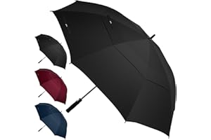 JPAXI Premium Black Windproof Golf Umbrella - 62/47/54 Inch Large Oversize Design for Rain Automatic Open Ultimate UV Protection- Water Repellent Double Canopy Vented - Best Sport Umbrella