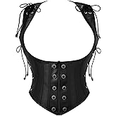 Spooktacular Creations Halloween Steampunk Corset Women, Black Renaissance Pirate Bustier Underbust for Cosplay Parties