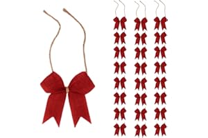 Meseey 24 Pcs 3 Inch Mini Burgundy Burlap Ribbon Bow Small Bows for Applique Embellishment Crafts Sewing Scrapbook Wedding Christmas Halloween Thanksgiving Decorations (Burgundy)