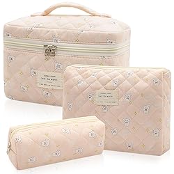3pc Makeup Bag Set, Quilted Makeup Bag Set, Large