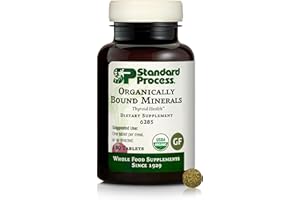 STANDARD PROCESS INC. Standard Process Organically Bound Minerals - Supports Thyroid Function & Nervous System Health - Contains Iodine from Alfalfa & Kelp - Gluten-Free, Non-Dairy & USDA Organic - 180 Tablets