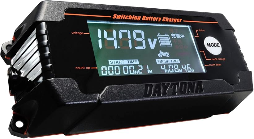 Amazon デイトナ バイク 自動車兼用 バッテリー充電器 ジェル 密閉 開放式対応 防水 ディスプレイ付き バッテリーチャージャー 車 バイク 車 バイク
