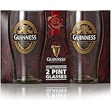 Guinness Red Collection Pint Glasses, 20 ounce, Set of 2 - Beer Glass for Bar and Kitchen