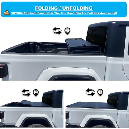 Hard Tri-Fold Tonneau Cover For 2019-2021 Ford Ranger 5ft Bed | Fiberglass, Black, No-Drill Installation 9 thumbnail image