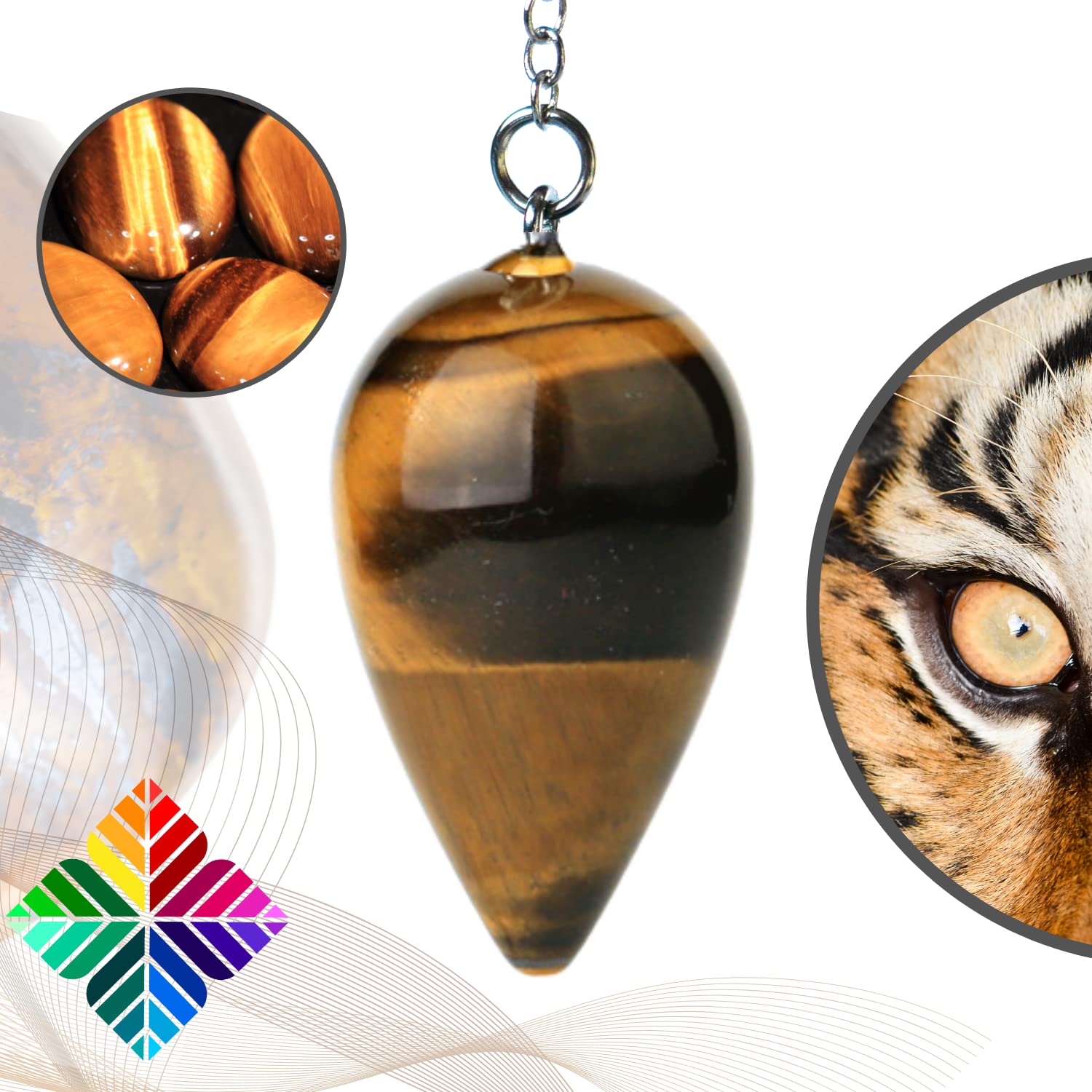 Tiger Eye Crystal Dowsing Pendulum - Radiesthesia Divination Pendant - Natural Stone - 14g