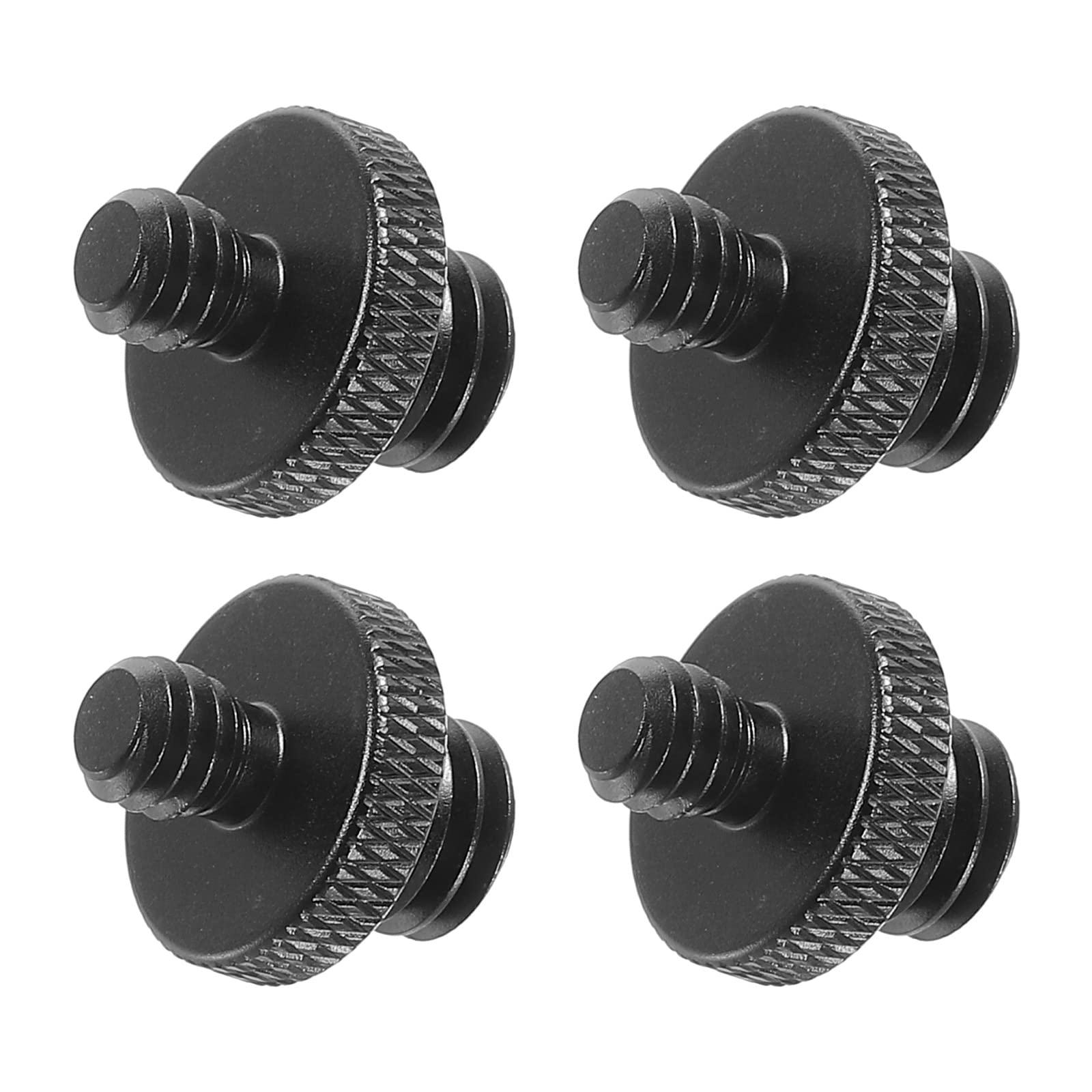 PATIKIL Mic Stand Adapter 3/8 Male to 1/4 Male Thread Tripod Screw Adapter Double Sides Camera Screw for Microphone Tripod Stand Black 4 Pack
