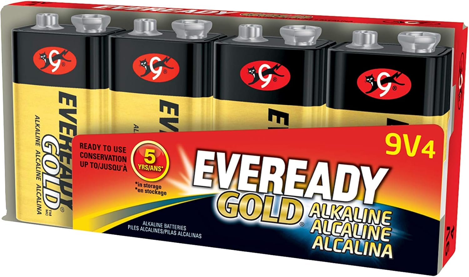 Eveready Gold Alkaline Batteries 9 Volt, Pack of 4 Health