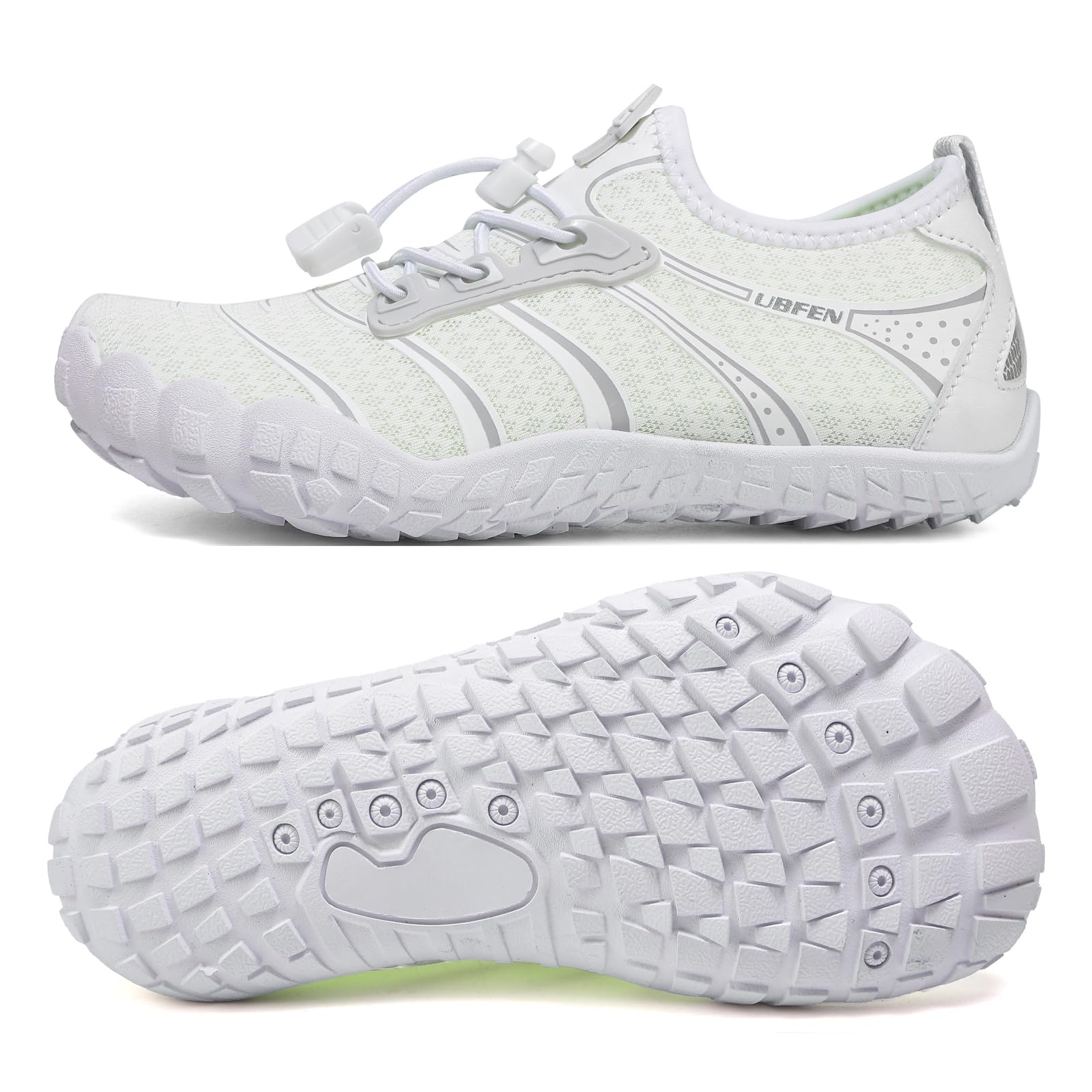 UBFEN Water Shoes for Kids Boys Girls Aqua Socks Barefoot Beach Sports Swim Pool Quick Dry Lightweight Toddler Little Big Kid G White 11 Little Kid Image