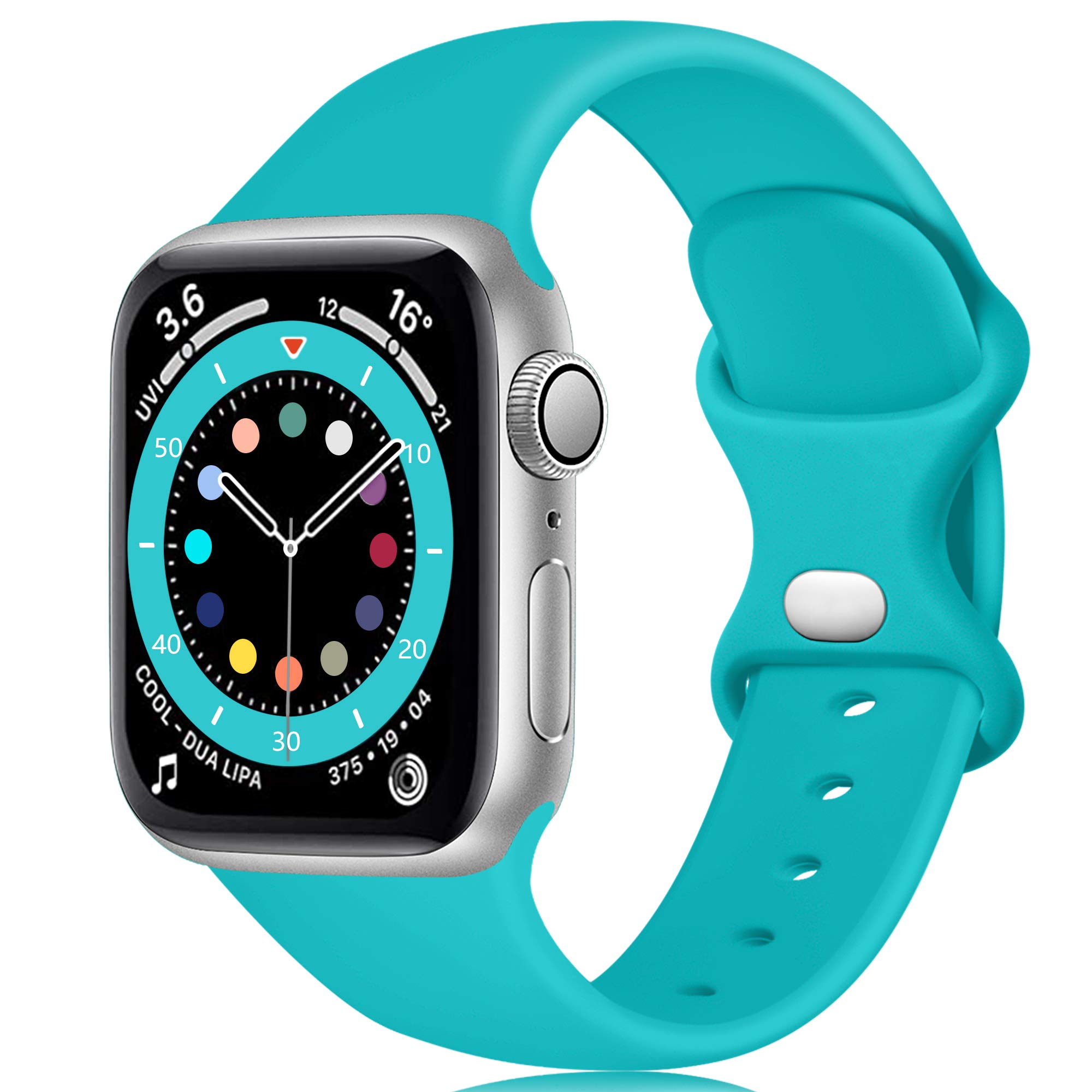 Epova Silicone Strap Compatible with Apple Watch Strap 44mm 42mm 45mm 46mm 49mm, Replacement Straps for Apple Watch Ultra/Ultra 2/ iWatch SE 3 Series 11 10 9 8 7 6 5 4 3 2 1, Teal, Large