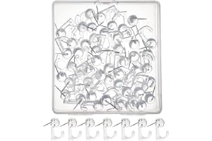 ACCENCYC 50Pcs Push Pin Hooks, Clear Wall Thumb Tacks Hook Push Pin Hangers Wall Hooks Decorative Push Pins with Hooks for Cork Board, Bulletin Board, Map, Calendar, Photo Wall, Christmas Decorations
