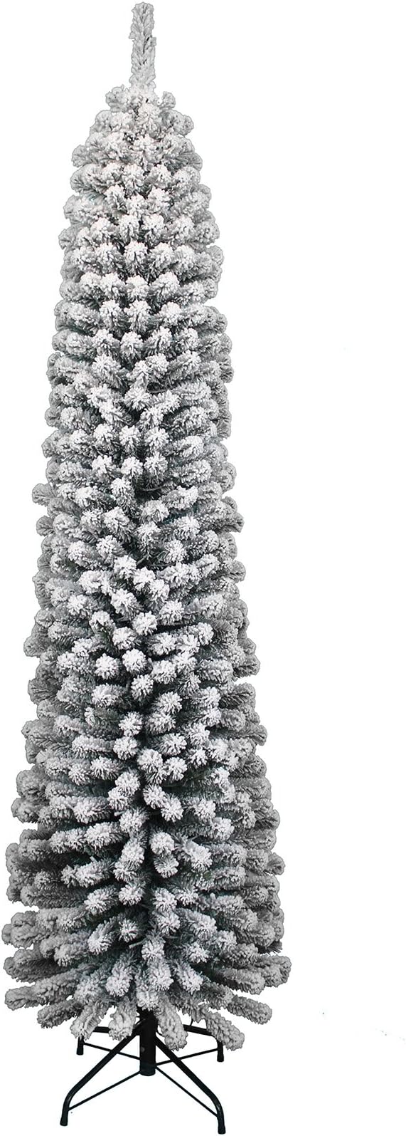 KING OF CHRISTMAS 12 Foot Prince Flock Pencil Slim Artificial Christmas Tree Unlit