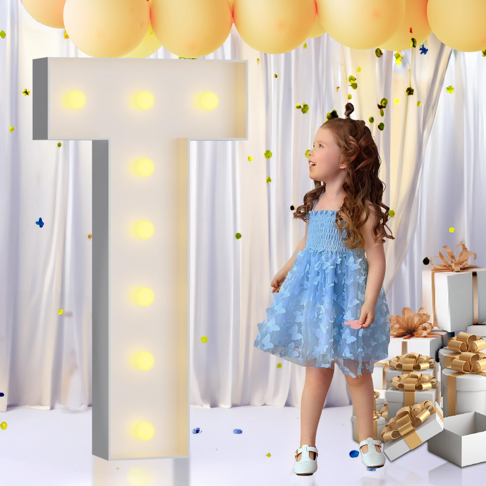 Photo 1 of imprsv Marquee Light Up Letters, 3FT Marquee Letters Mosaic Light Up Letters for Birthday Baby Shower Wedding Engagement Party Backdrop Decor, Large Marquee Letters for Party Decorations, Letter T