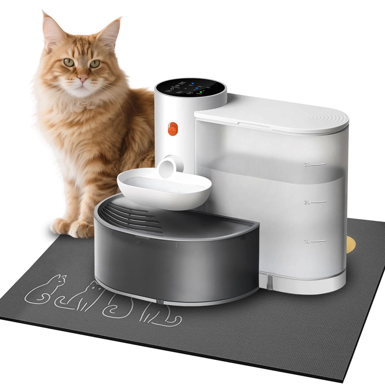 Photo 1 of Smart Pet Water Fountain, 3.5L/118oz Large Capacity Automatic Water Dispenser Filterless Wireless Cat Water Fountain for Cats & Small Dogs, Ultra-Quiet with Water Absorbent Pad