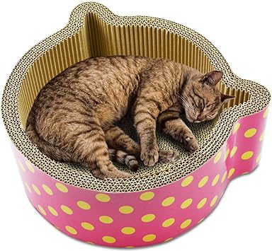 Teecuu Cat Scratcher Scratching Cardboard For Kitties Corrugated Cardboard Cat Pads Scratching Bed Lounge For Scratching And Resting Protect Furniture And Keep Cat Claws Healthy Cat Ears Shaped Amazon Co Uk Pet Supplies