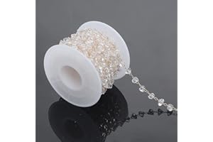 UMAOKANG 16.4 Feet Faceted Triangle Crystal Glass Beads Copper Chain Bulk with Spool for Craft DIY Necklaces Bracelets Jewelry Making