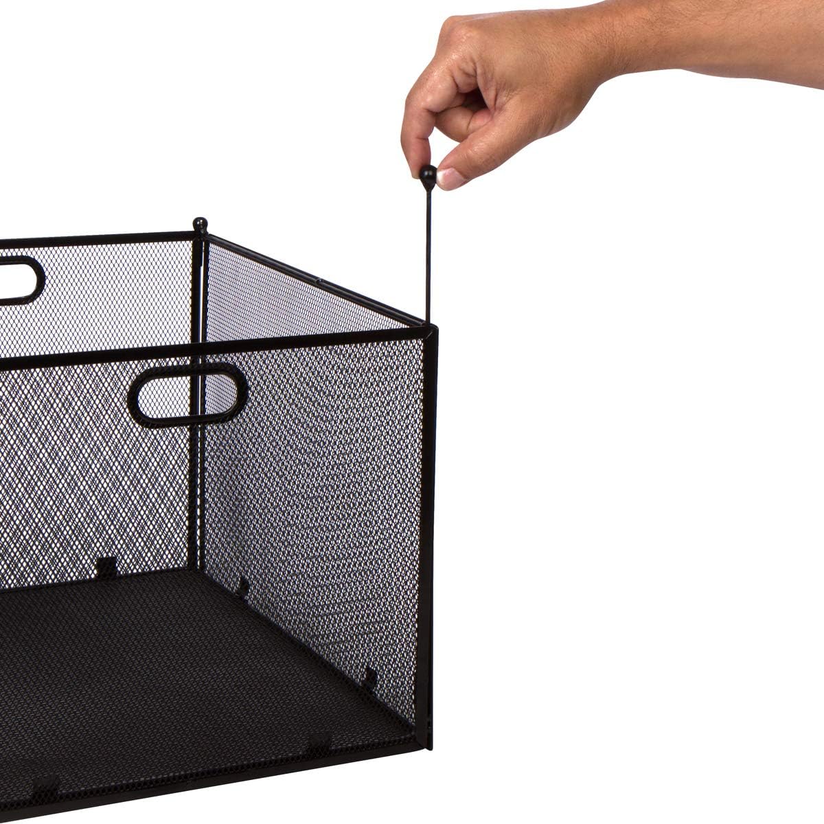 Hanging File Organizer Mesh Box - File Organizer Box Supports Letter Sized and Legal Sized Hanging Folders, Modern Black Metal Mesh Hanging File Crate, Collapsible File Organizer for Home or Office : Office Products