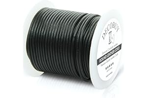 DECOBUY Leather Cord for Jewelry Making, Round Cording 1.5 mm Rope, 27 Yards Used for Crafts, Necklace String, Braiding - Matte Black