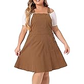 Agnes Orinda Denim Overall Dress for Women Plus Size Adjustable Strap Sleeveless Pinafore Jean Romper Dresses with Pockets