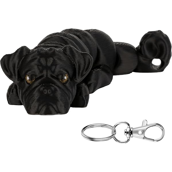 3D Printed Pitbull Dog Keychain - 3D Printed Articulating