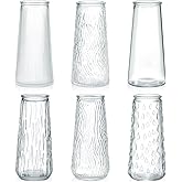 Ninehaoou 6 Pcs 6″ Tall Glass Bud Vases for Centerpieces Small Vase Suitable for Wedding Party Table Centerpiece Rustic Home Decor, Vintage Glass Vases for Flowers Rose Tulip Stems Housewarming Gift