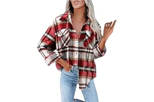 JMMSlmax Flannel Jacket for Women Trendy Womens Casual Plaid Shacket Button Down Long Sleeve Jacket Flannel Shirts Boyfriend