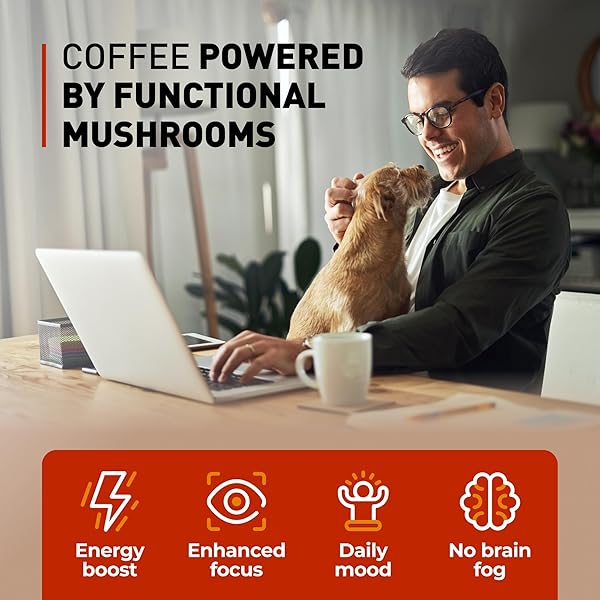 NUTRIYUM MUSHROOM COFFEE (65 SERVINGS) – 500MG 7 MUSHROOMS BLEND WITH LION’S MANE, TURKEY TAIL, CHAGA, CORDYCEPS, REISHI COFFEE – ALTERNATIVE BLEND DARK ROAST MUSHROOM COFFEE INSTANT FOR ENERGY