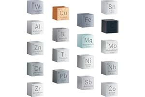 REELANX 18 Pcs Element Cube Set 0.39 Inches(10mm),Density Cube Set for a Periodic Table of Elements Collection -Copper Iron Zinc Titanium Aluminum Bismuth Tungsten Chromium. 0.39 in Pure Tungsten Cube