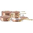 Mauviel M'Heritage 200 B 2mm Polished Copper & Stainless Steel 11-Piece Cookware Set With Brass Handles, Made In France
