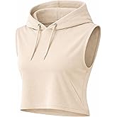 URBAN BUCK Neon Tank Top Sleeveless Hoodie For Women - UPF50+ Sun Protection Crop Top Sweatshirt For Workout & Running
