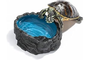 C-leen Reptile Food Dish Bowl, Amphibian Reptile Feeding Dish for Lizard, Gecko, Bearded Dragon, Chameleon, Leopard Gecko, Frog, Turtle, Rock Reptile Water Dish - Blue, Medium