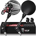 MZS Motorcycle Mirrors, Foldable Adjustment Rear View Mirror 8mm 10mm Universal Handlebar Mount Round Compatible with Motorbike Adventure Dirt Street Bike ATV Quad Snowmobile Scooter Coolster Moped