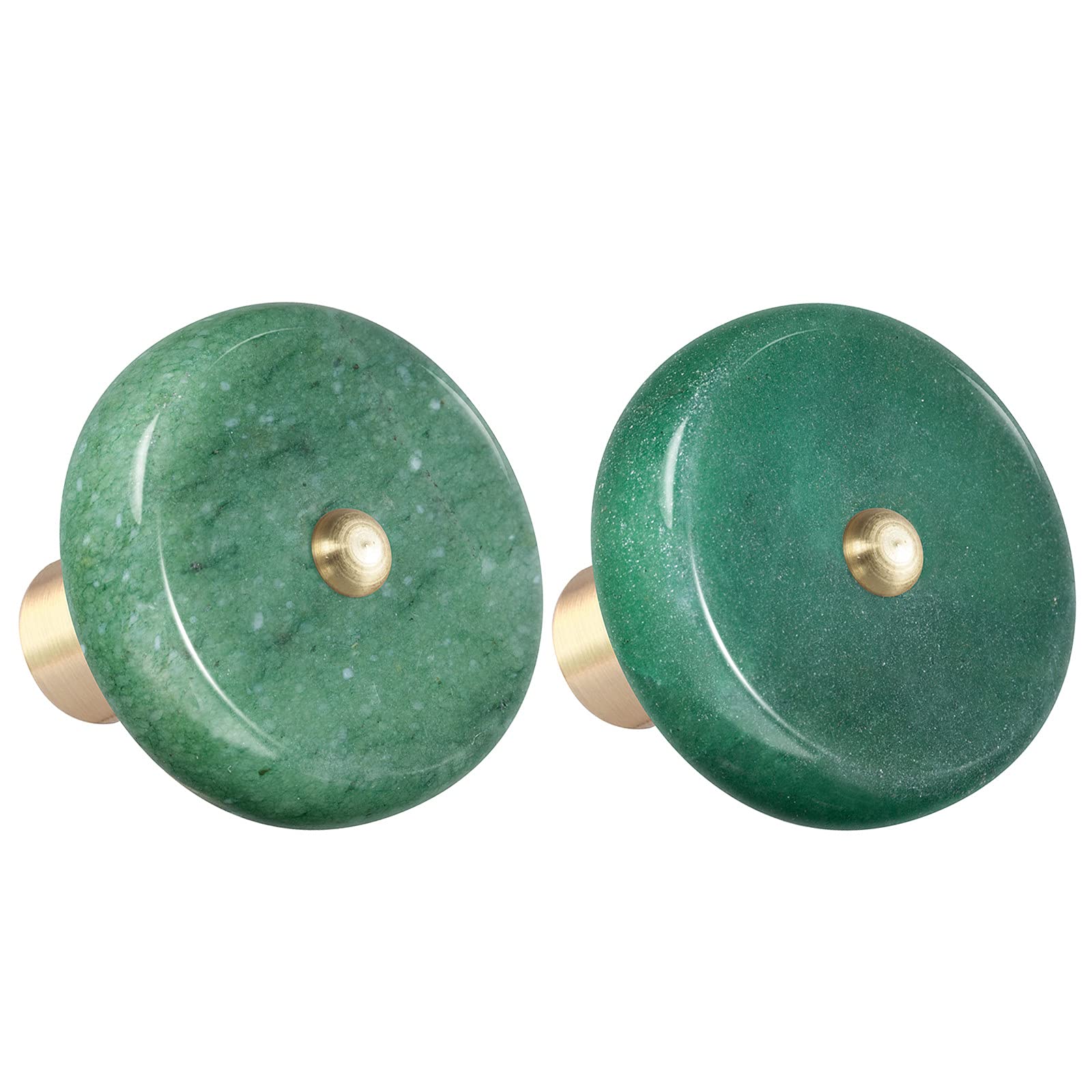 Nupuyai 2pcs Green Aventurine Crystal Drawer Knobs with Screws, Round Healing Stone Decorative Cabinet Pulls Handle for Dresser Home Office