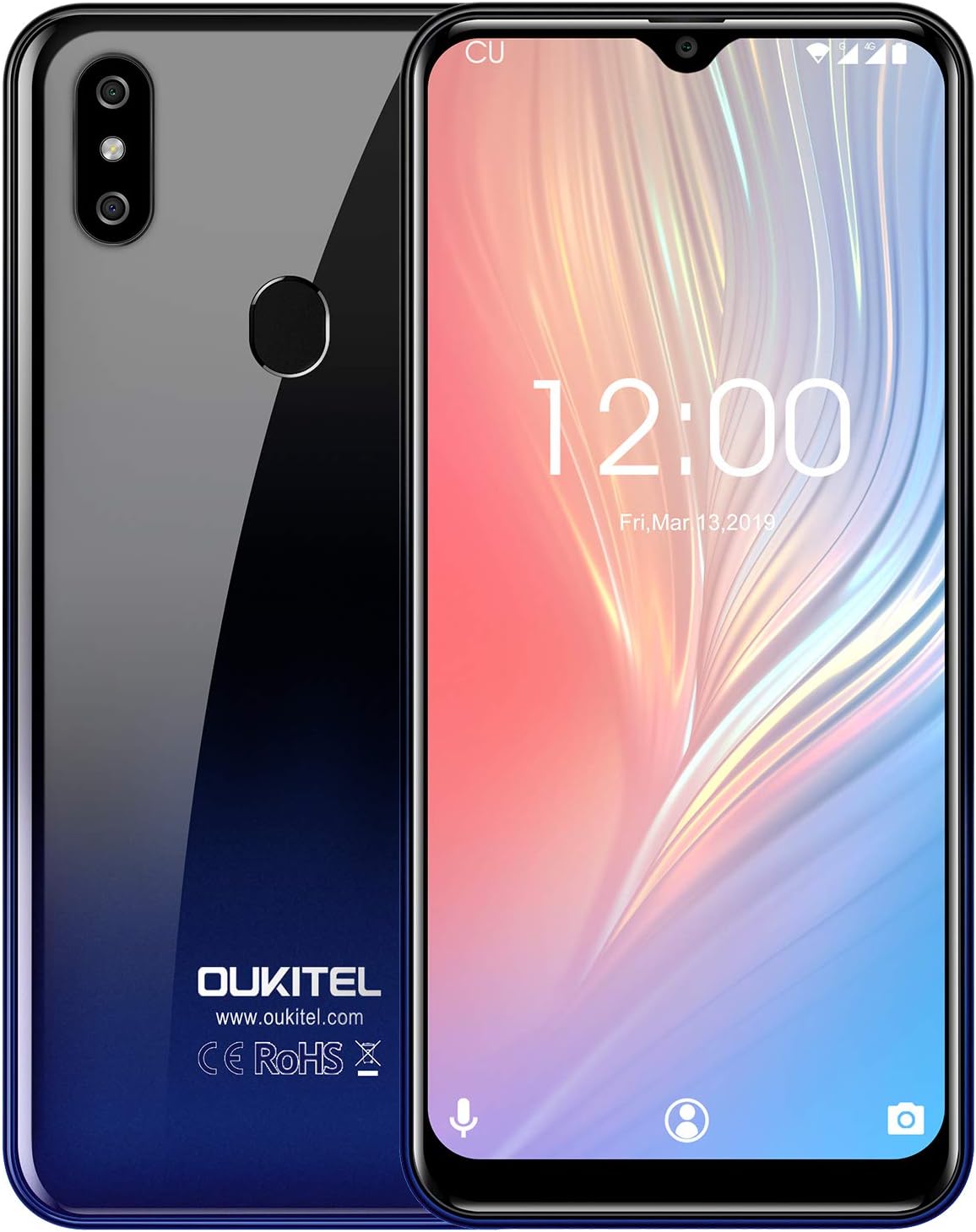 Dual SIM-Free Mobile Phones,OUKITEL C15 PRO + Android 9.0 (6.1" 19:9 Screen, 3GB 32GB MT6761 Quad-Core 2.0GHz 4G LTE 3200mAh Battery Dual Rear Camera Fingerprint) Smartphone-Gradient