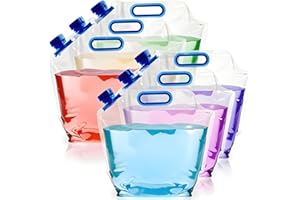 AVLA 6 Pack Collapsible Water Container Bag, 1.5 Gal Clear Plastic Foldable Storage Jug, No-Leak Freezable Camping Carrier Tank, Folding Hiking Hydration Canteen for Outdoor Sport Riding Mountaineer